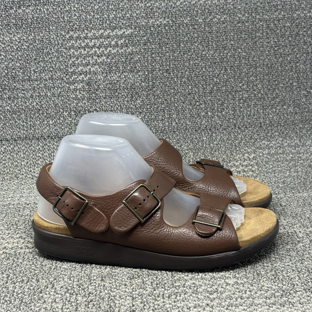 SAS Relaxed Women's Approx 9.5 Brown Leather Tripad Comfort Strap Sandals